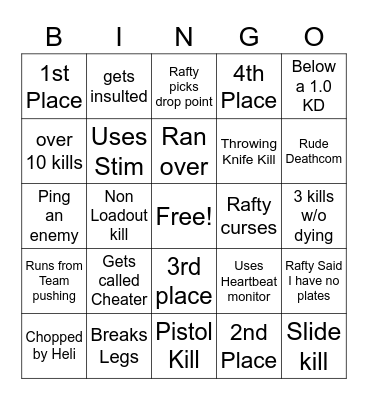 WZ Bingo Card