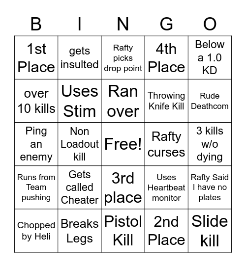 WZ Bingo Card