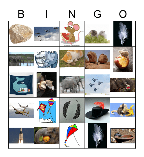 Kids level 2 - Heavy or Light Bingo Card