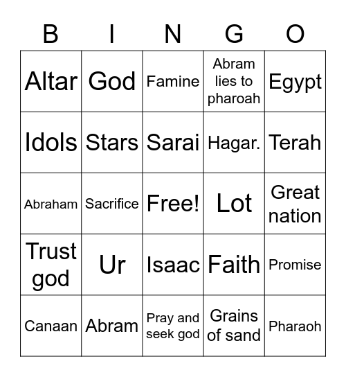 Abraham Bingo Card