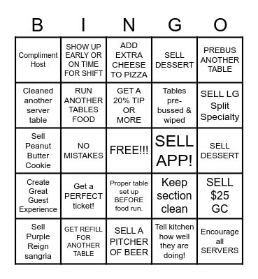 SERVER BINGO Card
