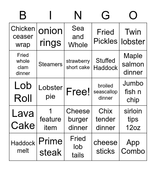 Serving Bingo! Bingo Card