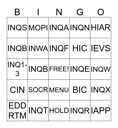 MEDS BINGO Card