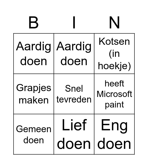 Anne bingo Card