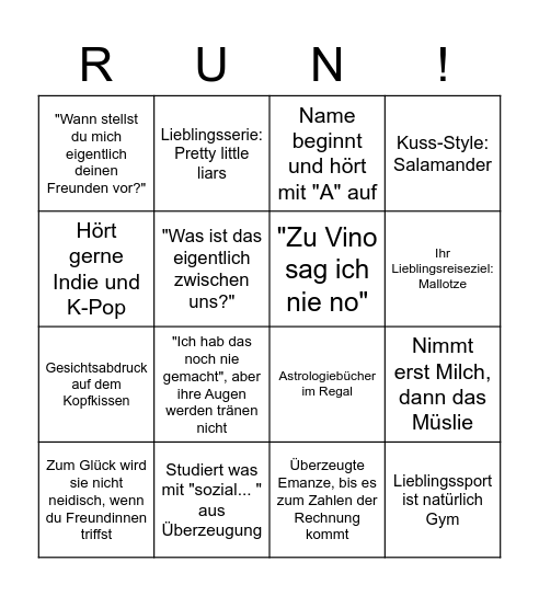 Red flags Bingo - für ihn Bingo Card