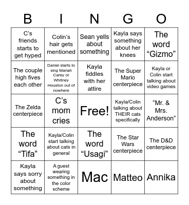Wedding Bingo Card