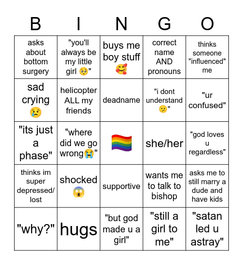 coming out lol Bingo Card