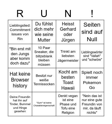 Red flags Bingo - für sie Bingo Card