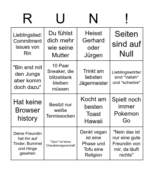 Red flags Bingo - für sie Bingo Card