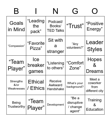 Leadership Clichés Bingo Card