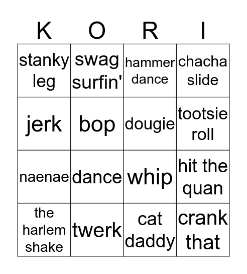 Happy Birthday Kori Bingo Card