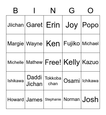 Family Bingo Card