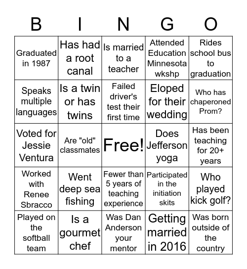 Your colleague did What? Bingo Card