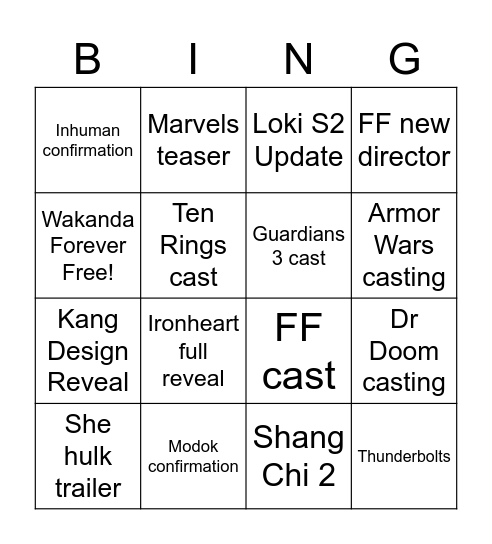 Untitled Bingo Card