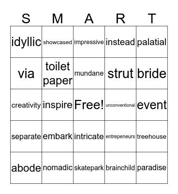 TREE HOUSE/TOILET PAPER Bingo Card