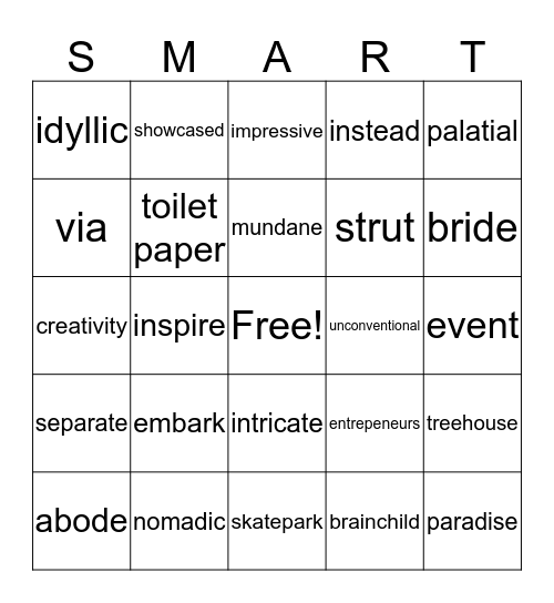 TREE HOUSE/TOILET PAPER Bingo Card