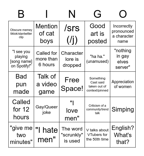 Puddle Call Bingo Card