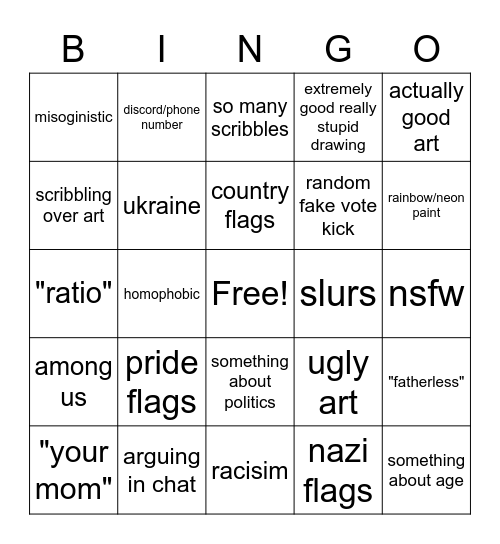 spray paint bingo Card