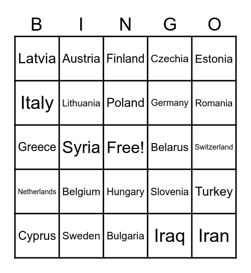 CC Cycle 2 Geography Weeks 13-18 Bingo Card