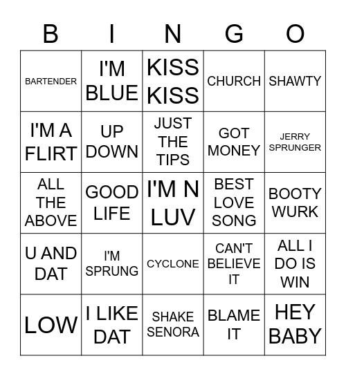 T-PAIN Bingo Card