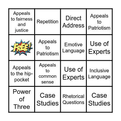 Persuasive Devices Bingo Card