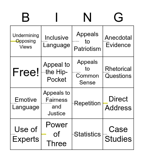 Persuasive Devices Bingo Card