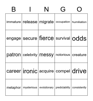 Day 2-3 Bingo Card