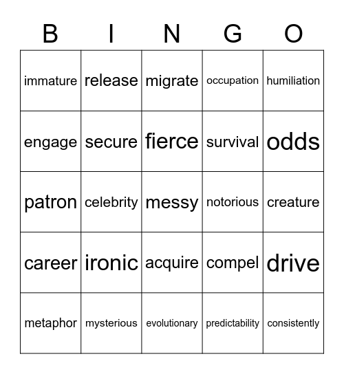 Day 2-3 Bingo Card