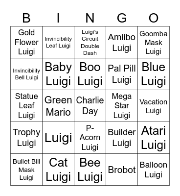 Ralf Round 1 (Luigi) Bingo Card
