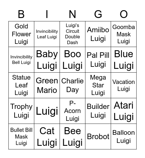 Ralf Round 1 (Luigi) Bingo Card