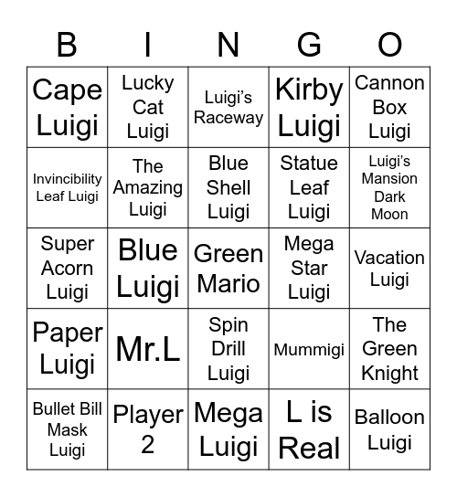 Ralf Round 2 (Luigi) Bingo Card