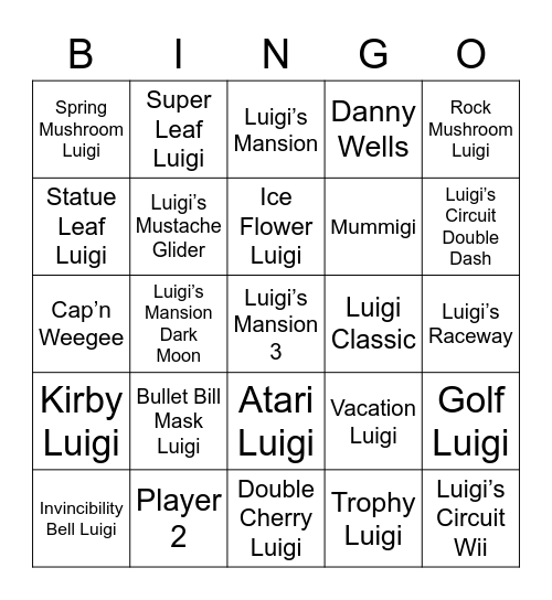 Skull Round 1 (Luigi) Bingo Card