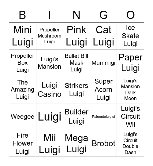 Skull Round 2 (Luigi) Bingo Card