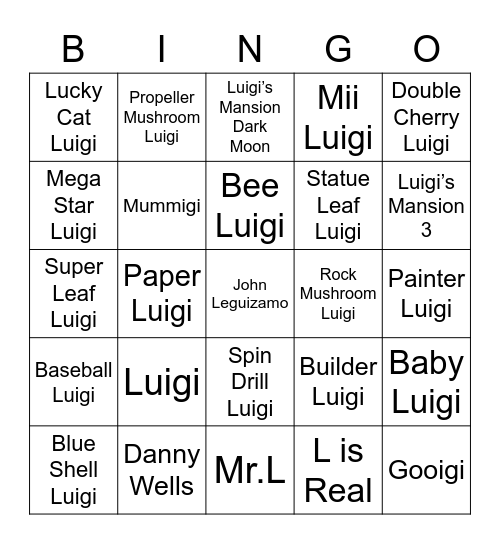 Zekrom Round 2 (Luigi) Bingo Card