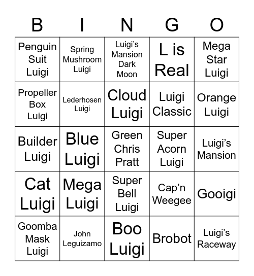 Beryl Round 1 (Luigi) Bingo Card