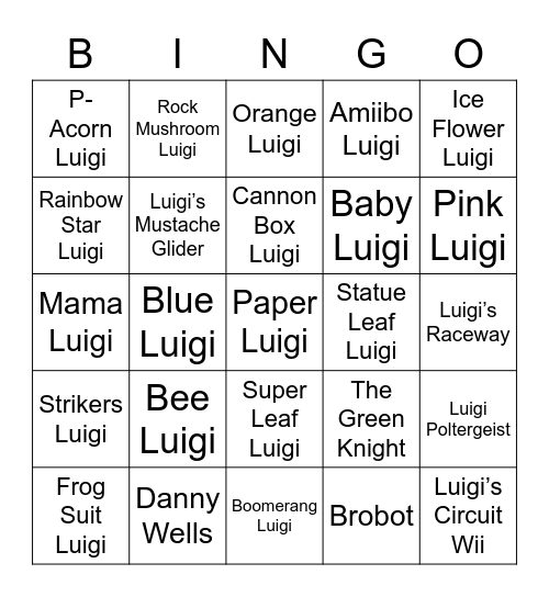 Beryl Round 2 (Luigi) Bingo Card