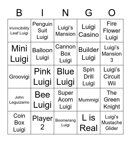 Kurisu Round 2 (Luigi) Bingo Card