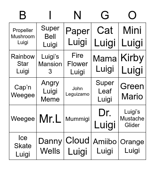 MarioMart Round 1 (Luigi) Bingo Card