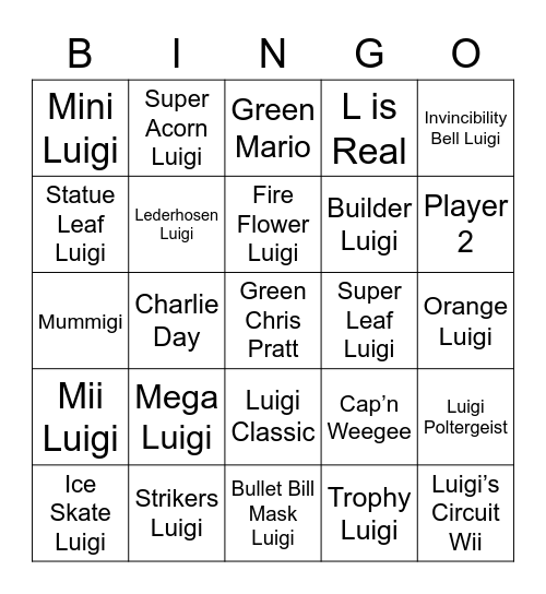 Cobalt Round 1 (Luigi) Bingo Card