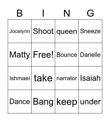 Spelling word Bingo Card