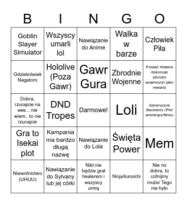 Karol: Sam se napisze XD Bingo Card