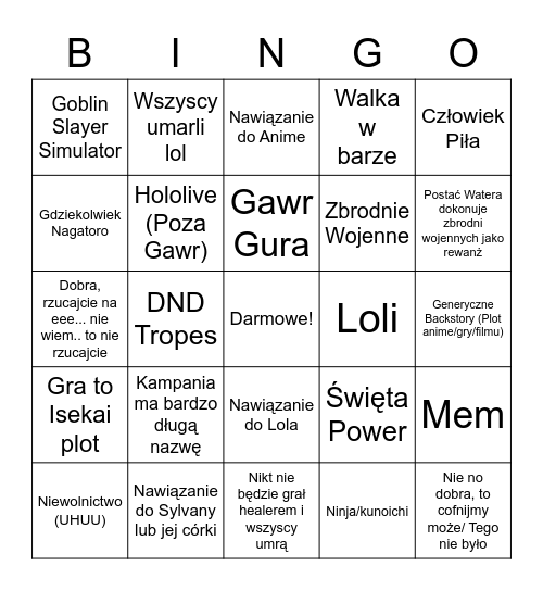 Karol: Sam se napisze XD Bingo Card