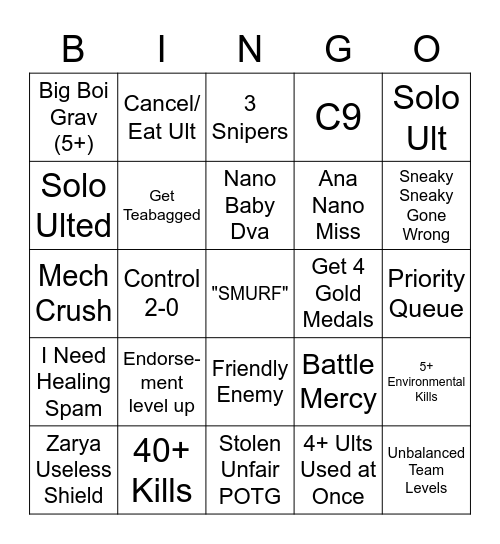 Overwatch Bingo Card