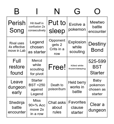Kaizo Ironmon Bingo Card