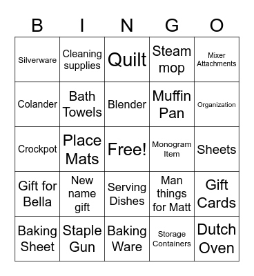Miss to Mrs Bingo Card