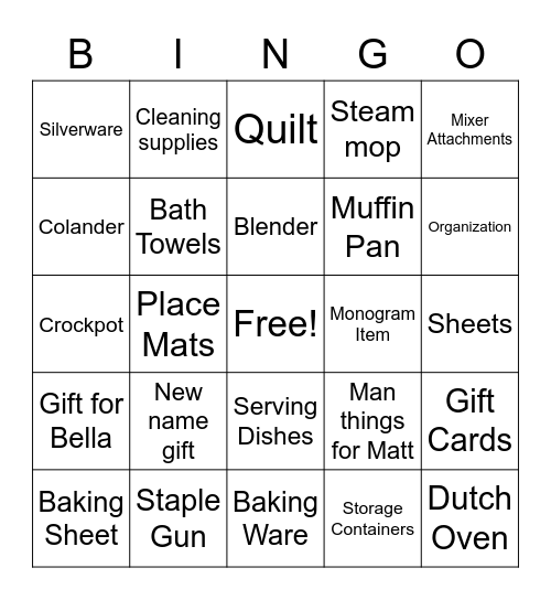 Miss to Mrs Bingo Card