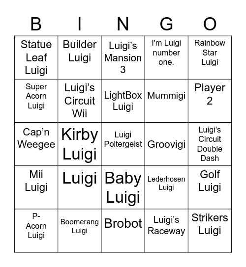 Miso Round 2 [Luigi] Bingo Card