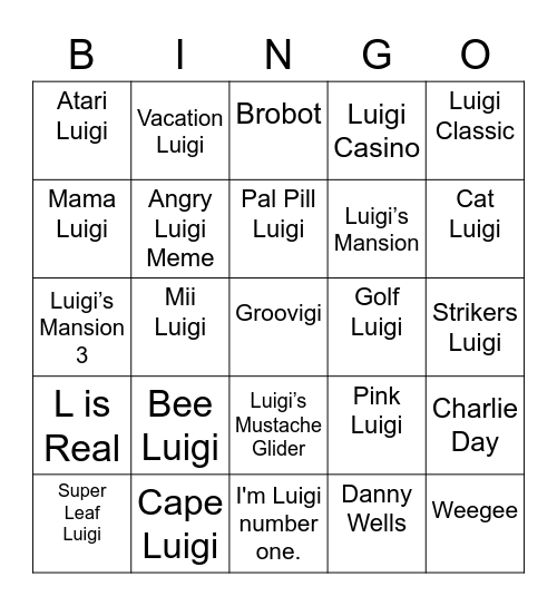 VeggieJoe Round 1 [Luigi] Bingo Card