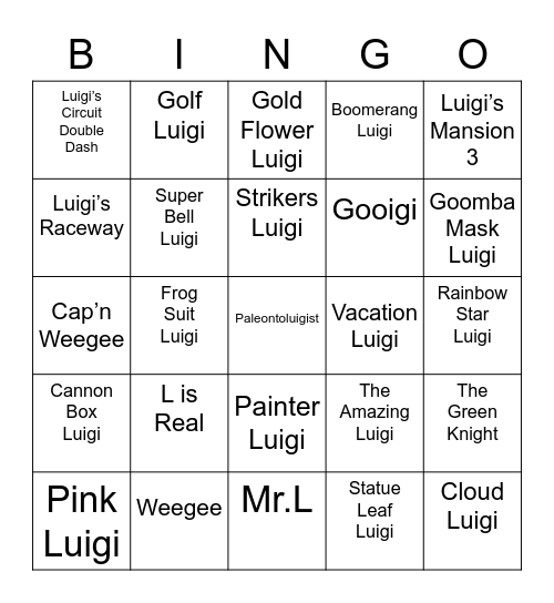 VeggieJoe Round 2 [Luigi] Bingo Card