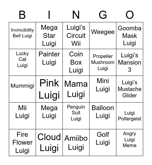 Bas Round 1 [Luigi] Bingo Card